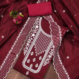 KIMISHA Floral Embroidered Unstitched Dress Material-image-63