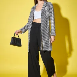 CORSICA Geometric Printed Lapel Collar Open Front Longline Shrug-image-7