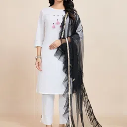 House of Pataudi Embellished Frill-Detail Dupatta-picture-17