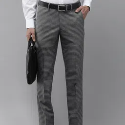 Van Heusen Men Checked Slim Fit Formal Trousers-image-56
