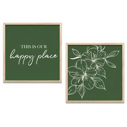 Kotart Green & White 2 Pieces Modern Wooden Square Wall Arts-picture-28