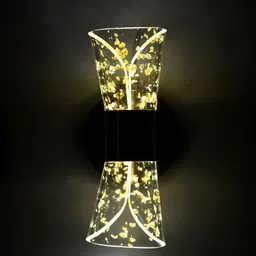 GAUVIK Gold-Toned Printed Acrylic Abstract 3 Different Color Mode Changing Led Wall Lamp-10