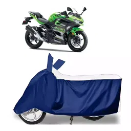 Auto Pearl Bike Cover for Kawasaki Ninja 400 (White & Blue)-picture-30
