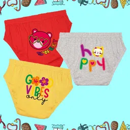 NUSYL Girls Pack Of 3 Printed Cotton Basic Briefs-50