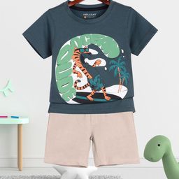 HELLCAT Boys Animal Graphic Printed Round Neck T-Shirt With Shorts-picture-4