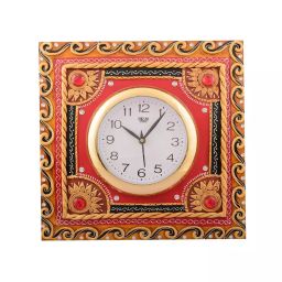 eCraftIndia KWC531 Wooden Papier Mache Red Stone Studded Artistic Handcrafted Wall Clock-image-60