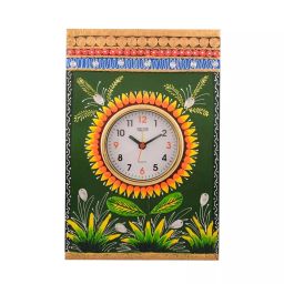 eCraftIndia KWC532 Wooden Papier Mache Green Leaves Artistic Handcrafted Wall Clock-image-5