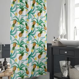 ArtzFolio Cream-Coloured & Orange-Coloured Printed Waterproof Shower Curtain-9