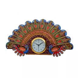 eCraftIndia KWC514 Papier-Mache Peacock Design Handcrafted Wall Clock-picture-12