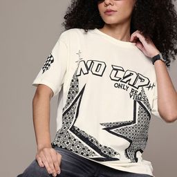 The Roadster Life Co. Pure Cotton Graphic Printed Oversized Longline T-shirt-image-33