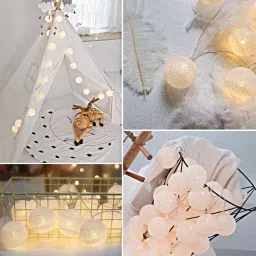 X4Decor 16 Led Cotton Ball String Light White SDL03-14
