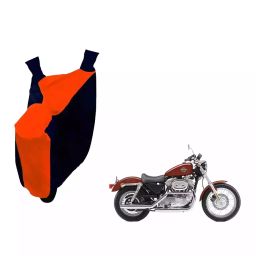 Auto Pearl Waterproof Two Wheeler Cover For Harley Davidson XL 883 (Orange & Blue)-image-85