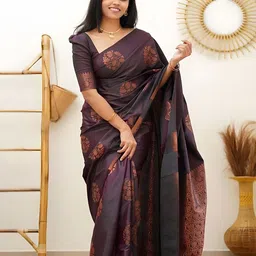 Anouk Floral Printed Zari woven design Kanjeevaram Saree-image-13