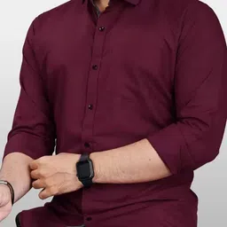 Tanip Men Spread Collar Solid Cotton Casual Shirt-image-85
