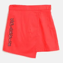 toothless Coral & Black Pure Cotton Solid Skirt-image-58