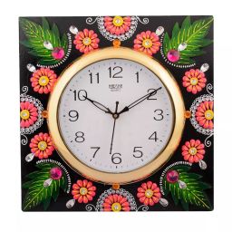 eCraftIndia KWC548 Wooden Papier Mache Florid Leaf Design Handcrafted Wall Clock-image-17