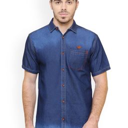 Kuons Avenue Men Blue Contemporary Slim Fit Faded Casual Shirt-image-43