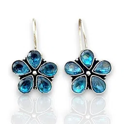 D Glamm Fashion-SPARKLING STYLE Women Stone Studded Floral Hoop Oxidised Earrings-image-41