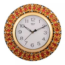 eCraftIndia KWC557 Wooden Papier Mache Embossed Red Crystal Handcrafted Wall Clock-image-51