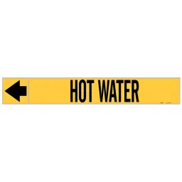 BRADY Pipe Marker Hot Water Yellow & Black for 1-1/2 to 2 inch Outer Diameter Pipe, 9GCP6 Pack of 25 Pcs)-image-45