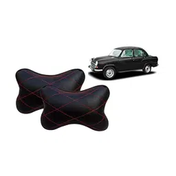 Auto Pearl Black Red CV Car Neck Rest Pillow Compatible for Hindustan Ambassador-image-51