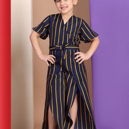 Baawri Girls Striped V-Neck Top With Trouser-image-8