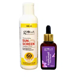 Globus naturals Summer Sizzle Sunscreen Lotion SPF 50++-100ml &  Kumkumadi FaceSerum-50ml-54