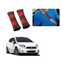 Auto Pearl Seat Belt Cushion (Pack of 2, Brown Red) Compatible for Fiat Punto-30