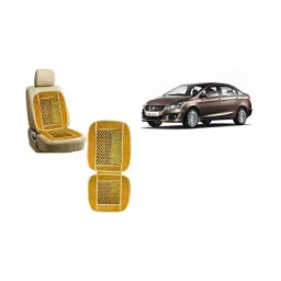 Auto Pearl Car Wooden Bead Seat Cushion with Beige Velvet Border Compatible for Ciaz - Set of 2 Pcs-image-94