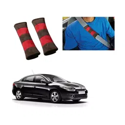 Auto Pearl Seat Belt Cushion (Pack of 2, Brown Red) Compatible for Renault Fluence-47