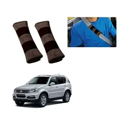 Auto Pearl Seat Belt Cushion (Pack of 2, Brown Black) Compatible for SsangYong Rexton-35