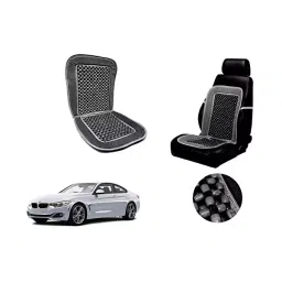 Auto Pearl Car Wooden Bead Seat Cushion with Grey Velvet Border Compatible for BMW 4 Series-23