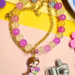 Kamule Kids Purple Lavender Transparent Doll Charm Lumba Bracelet-image-2