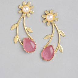 Anouk Gold-Plated Artificial Stones Studded Floral Studs image 4