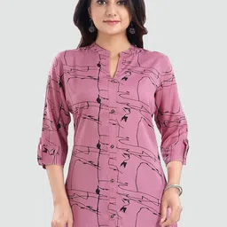 Saree Swarg Mandarin Collar Printed Tunic-image-96