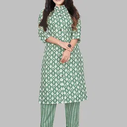 APNISHA Girls Ethnic Motifs Printed Straight Kurta with Trousers-picture-40