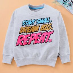 Fido Full Sleeves Sweatshirts Text Print - Grey-image-87