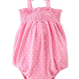Babyhug 100% Cotton Knit Singlet Onesie with Bow Applique & Heart Print - Pink-image-60