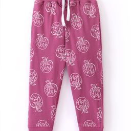 Doreme Single Jersey Knit Ankle Length Lounge Pant Text Print - Puce Pink-6