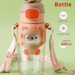 ZOE Bear Print Leak Proof Sipper Bottle Pink - 600 ml-image-48