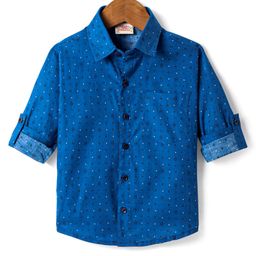 Rikidoos Full Sleeves Dots Printed Shirt - Blue-image-19