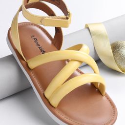 Pine Kids Velcro Closure Sandals with Crossover Straps - Yellow-image-69