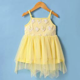 ToffyHouse Knit toSinglet Sleeves Party Dress with Butterfly Applique- Light Yellow-picture-26
