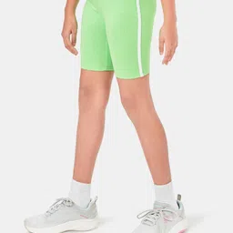 Plan B Cotton Elastane Exclaimation Mark Printed Side Taped Cycling Shorts - Green-picture-45