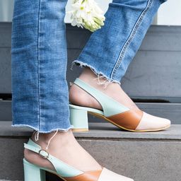 Shoetopia Colour Blocked Heel Sandals - Cream-image-83