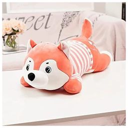 Tickles Cute Husky Dog Soft Stuffed Plush Animal for Kids Boys & Girls Birthday Gift (Color: Pink Size: Length 40 cm)-image-32