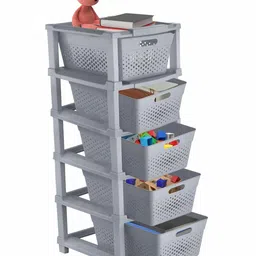 JD Fresh 5-Tier Modular Plastic Storage Cabinet Organize for Toy Organizer - GREY-picture-19