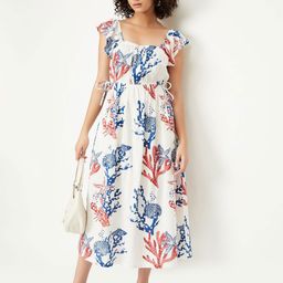 max Floral Print Flutter Sleeve Empire Midi Dress-14