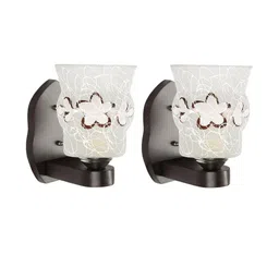 Somil Premium Designer Glass Wall / Night Lamp Elegant & Stylish Dcor Accent for Modern Interiors, color- Brown, White, Size:- 21.5 X 28 X 31.5 CM-26