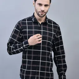 CODE OF HONOUR Men Comfort Windowpane Checks Opaque Checked Casual Shirt-image-90
